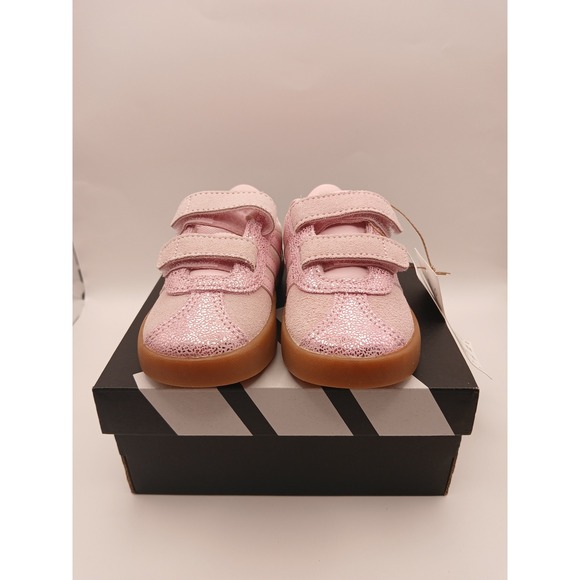 adidas Other - Adidas VL Court 3.0 CFI Toddler Shoes Pink Glitter Suede Gum Sole JP7851 Size 5K